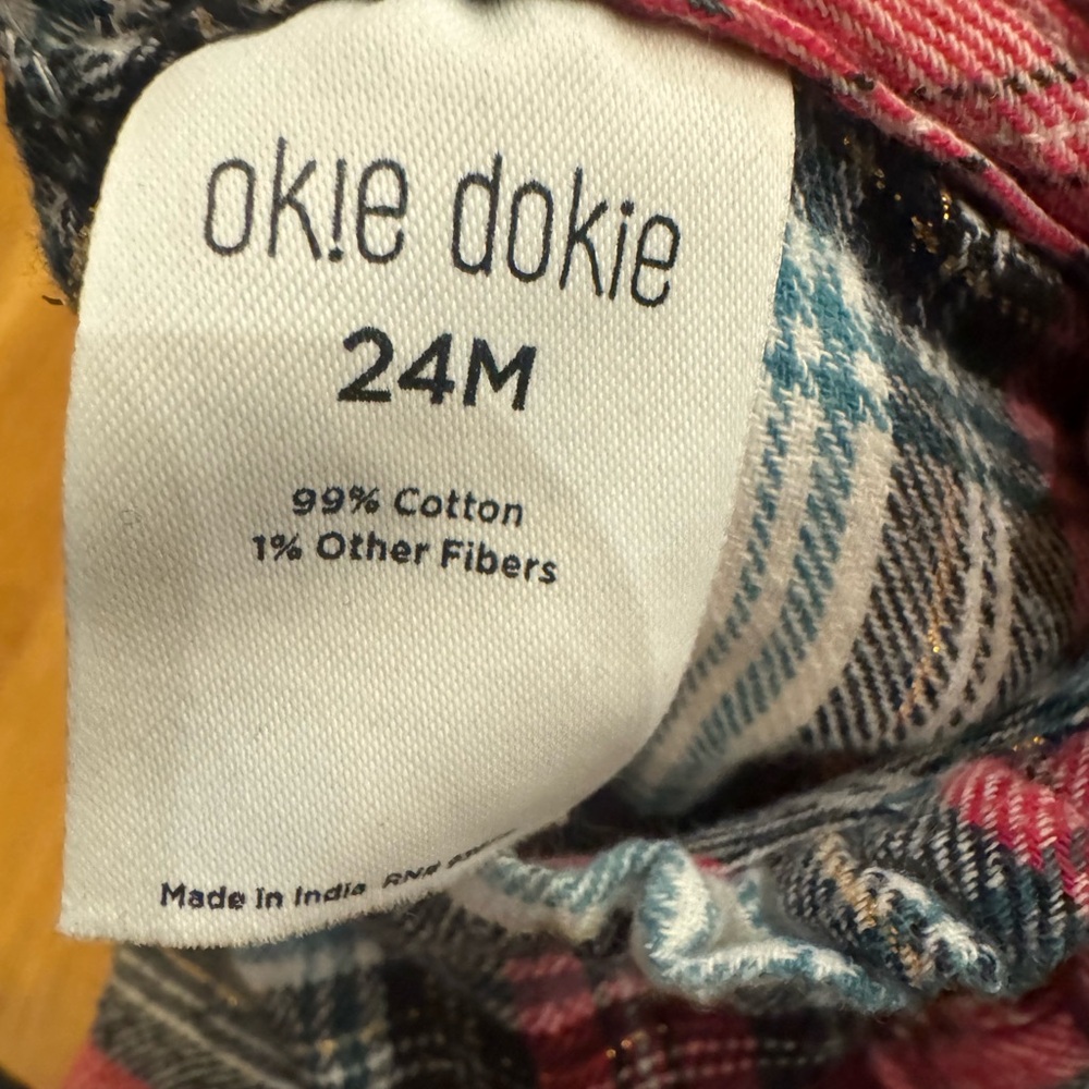 Okie Dokie Baby Girls Round Neck Long Sleeve Bodysuit Size 24mos plaid Christmas - Picture 3 of 8